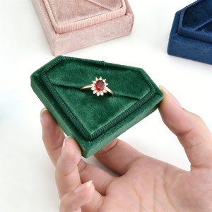 Wholesale Custom Logo Luxury Diamond Shape Velvet Ring <b>Gift</b> <b>Box</b> Necklace Earring Ring Packaging Jewelry <b>Box</b> - Product Image 1