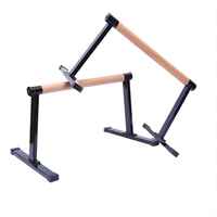 Poignées de musculation et parallettes LEAJOY en bois et métal noir - Design triangulaire, robustes et durables pour une utilisation à domicile, en salle de sport ou en extérieur