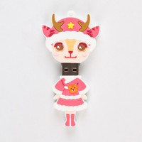 Clé USB 2.0 en PVC souple en forme de cerf de dessin animé, clé USB mignonne, clé USB en forme de personnage, cadeau porte-clés