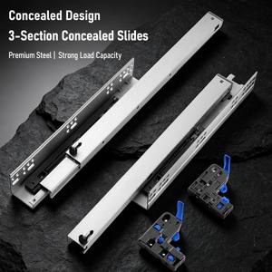 Undermount <b>Drawer</b> <b>Slides</b> 3 Fold Soft Close Full Extension Concealed 3D Adjustable Runners for Kitchen Cabinet Furniture - Product Image 5