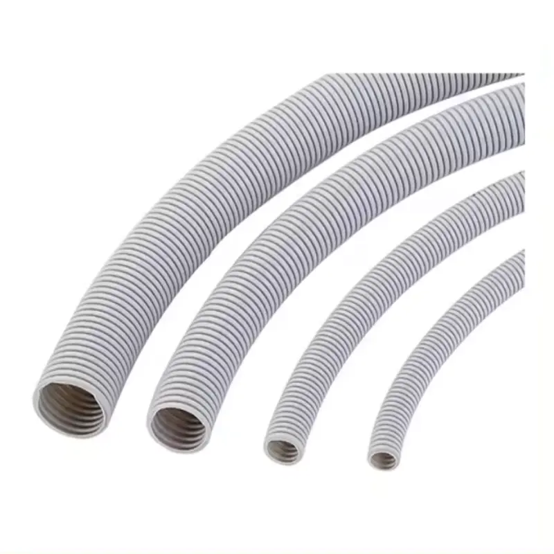 Tuyaux flexibles en PVC bon marché 5 pouces 20mm conduit ondulé en PVC flexible tube électrique en plastique gris