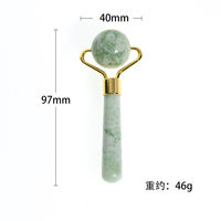 Bâton de massage facial portable en jade poli, en forme de boule sphérique unique, vert profond, pour soins de précision