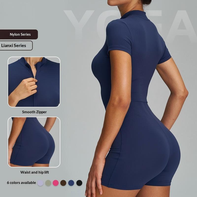 Half Zip One Piece Yoga Set Eco Friendly Fabric High Waist Breathable Quick Dry Activewear Lightweight Comfort Women Tracksuits