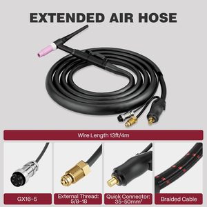 Torcia per saldatura TIG ARCCAPTAIN WP-26 raffreddata ad aria con avviamento ad alta frequenza, 13FT 150A, compatibile con TIG205 Pro/TIG205P Pro/TIG200P <span class=keywords><strong>ACDC</strong></span> - Product Image 4