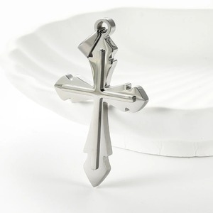 Collier pendentif croix unique en acier inoxydable, accessoire religieux chrétien pour femmes et hommes, chaîne, pendentifs, fabrication de bijoux DIY, cadeaux - Product Image 3