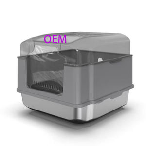 Caja de arena para gatos de acero inoxidable Premium, gran espacio interno y accesorio de inodoro cómodo de alta capacidad para felinos - Product Image 1