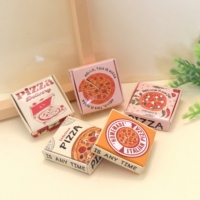 100 Buah Kotak Kertas Pizza Simulasi Mini Model Miniatur Rumah Boneka Perlengkapan Dapur Bermain Makanan