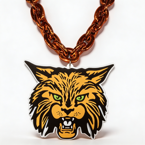Collier en <span class=keywords><strong>mousse</strong></span> EVA avec pendentif tête de chat sauvage orange, pendentif mascotte orange surdimensionné à maillons épais pour les jours de matchs sportifs scolaires - Product Image 1
