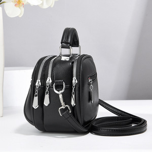 Lady's Mini PU Handbag Simple Crossbody Shoulder Bag Single Strap Fashionable Vintage Style Waterproof Genuine Leather Portable - Product Image 3