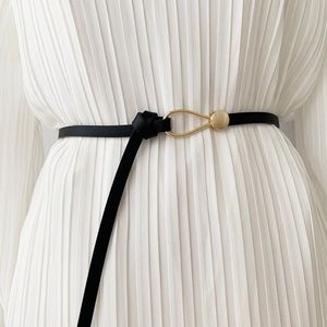 <span class=keywords><strong>Ceinture</strong></span> noire fine et polyvalente pour <span class=keywords><strong>femme</strong></span> avec nœud décoratif, idéale pour robes et pulls, pour cintrer la <span class=keywords><strong>taille</strong></span> - Product Image 2