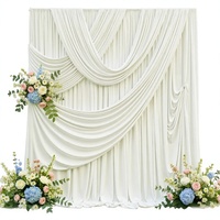Tirai Latar Belakang Warna Ivory 10ftx12ft 2 Panel Tinggi 12FT untuk Fotografi Pernikahan Pesta Latar Belakang Poliester Halus Dapat Dicuci dengan Mesin