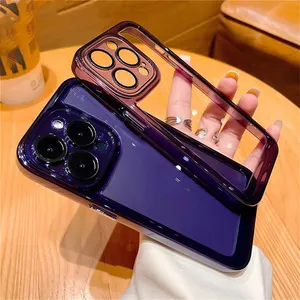 Luxury Crystal Transparent Camera Glass Lens Film Phone Case For iPhone 14 11 12 13 Pro Max Plus Shockproof Hard Acrylic Cover