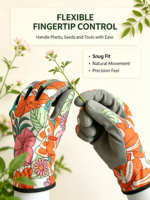 Gants de jardinage colorés à motifs floraux, doigts entiers, dos en tissu imprimé, paume grise, protection UV, pour cyclisme, sport, jardinage, unisexe, usage domestique