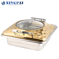 Fournitures de restaurant XINGPAI chauffe-plats en or rose buffet restauration ensemble de buffet chauffe-plats hydrauliques en acier inoxydable