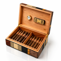 Boîte à cigares en bois artisanale de luxe avec doublure en cèdre espagnol, hygromètre, humidificateur, étui de rangement pour cigares de qualité supérieure