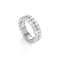 Bague de couple personnalisée en argent sterling S925, trois rangées de diamants, bande éternelle en moissanite de 1,5 mm, bijoux fins