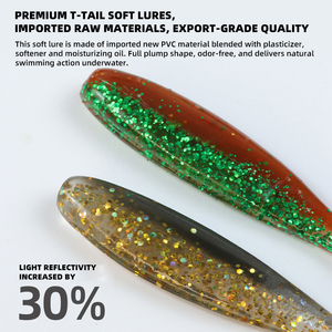 Boîte de 50 leurres de pêche à queue de pagaie, 3,5-7,5 cm, leurres souples en PVC, leurres nageurs pour la pêche à la truite, au crappie et au bar en eau douce - Product Image 3