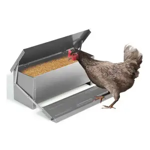 JH-Mech Galvanized Steel Chicken Feeder OEM Weatherproof Powder Coating Large Capacity Automatic Chicken Feeder Metal