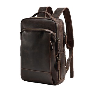 Dujiang Crazy Horse <b>Leather</b> <b>Backpack</b> Genuine <b>Leather</b> Men's Laptop Bag <b>Large</b> Capacity Outdoor Travel Bag Multifunctional <b>Backpack</b> - Product Image 5