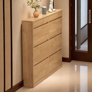 Scarpiera Moderna Ultra Sottile in Legno Massello con Apertura a Ribalta, Mobile Contenitore per Scarpe da Ingresso, Stile Salvaspazio per Piccoli Ambienti, Scarpiera Semplice per Uso Domestico - Product Image 3