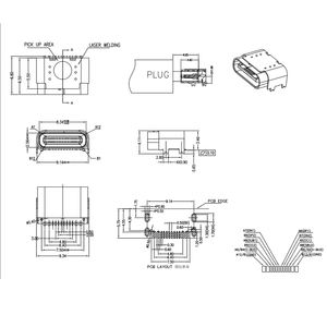 Водонепроницаемый разъем USB-C 16P USB 3.1 IPX7, двухрядный, SMT, для печатных плат умных устройств, под пайку, корпус разъема для зарядного устройства типа C - Product Image 4