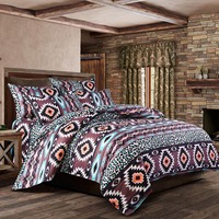 Parure de lit ethnique bohème 4 pièces imprimée réactif toutes saisons, style drap de lit sur mesure