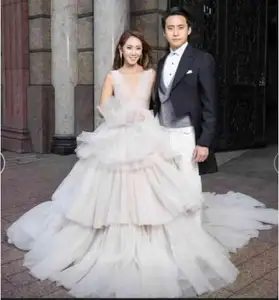 Abiti da <span class=keywords><strong>Sposa</strong></span> Bianchi Eleganti Venduti Direttamente dalla Fabbrica, Abiti da <span class=keywords><strong>Sposa</strong></span> a Palloncino in <span class=keywords><strong>Pizzo</strong></span>, Personalizzabili Come nelle Immagini, Stile Coreano - Product Image 1