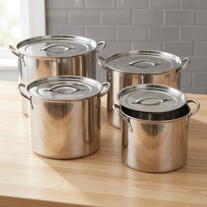 4-Piece Stainless Steel Stockpot Set with Dome Lid Multi-Layer Base & Oven Safe - Product Image 3