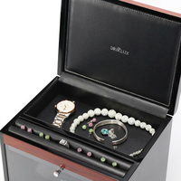 Boîte de rangement automatique noire pour deux montres, présentoir pour chambre et bureau