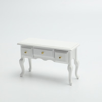 Haochang 1:12 maison de poupée mini commode en bois avec pieds incurvés table d'appoint trois grille armoire miniature jeu de nourriture rétro d