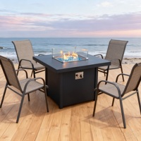 Table de foyer au gaz carrée en aluminium de 32 pouces avec chaises