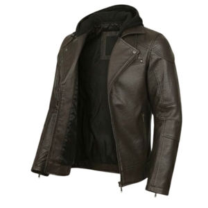 Chaqueta de Cuero Genuino Color Chocolate para Hombre, Chaqueta de Motociclista de Piel de Vaca Premium para Hombre, Venta al por Mayor OEM - Product Image 2