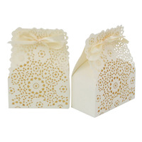 100 pcs/lot blanc découpé au laser pétale boîte-cadeau tournesol mariage boîte à bonbons en gros Spot fabriqué à partir de papier de qualité