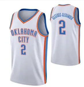 2023 Neues Basketball-genähtes/heiß gepresstes Trikot Oklahoma #2 Gilgeous-Alexander #3 Giddey 75-jähriges hochwertiges Trikot