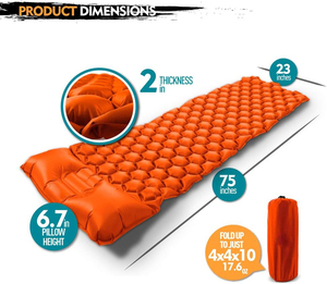 Colchoneta de camping autoinflable ultraligera con almohada de aire Válvula dual de nailon TPU para picnics y aventuras al aire libre - Product Image 2