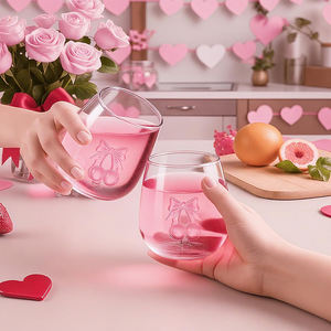 Copas de Vino sin Tallo con Diseño de Lazo Rosa Cereza de San Valentín, Copas 3D Estéticas para Beber, Ideales para Fiestas de San Valentín y Galentine - Product Image 4