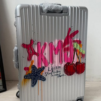 Peinture à la main personnalisée avion voyage dessin motif concepteur grande capacité valise de voyage Portable chariot bagages étui de costume