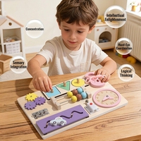 Nouveauté Qiaike : Tableau d'activités Montessori en bois pour bébé, jouets DIY, accessoires en bois, planches sensorielles pour développer la motricité fine (3-6 ans)
