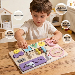 Nuovo Arrivo Qiaike Baby Wooden Busy Board Giocattoli <span class=keywords><strong>Montessori</strong></span> Accessori in Legno Fai-da-te <span class=keywords><strong>Tavole</strong></span> Sensoriali per Abilità Motorie Fini 3-6 anni - Product Image 3