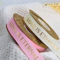 Ruban gros-grain 3D bouffée feuille d'or imprimé cadeau de mariage personnalisé Bouquet Wrap gâteau boîte ruban personnalisé avec logo