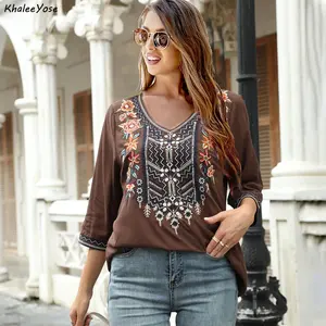 Blusas Elegantes con Bordado Floral, Camisas Mexicanas de Otoño para Mujer - Product Image 1