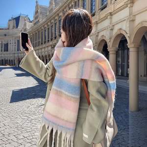 Bufanda de Otoño Invierno para mujer, serie Full Star River, estilo coreano cálido, nuevos colores de contraste, hilo de bucle, Cachemira, poliéster grueso - Product Image 4