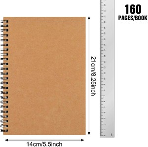 Juego de Cuadernos Espiralados A5 de 8.25x5.5 Pulgadas, 160 Páginas, Cubierta Kraft, Cuaderno con Rayas para la Escuela, Oficina, Toma de Notas para Estudiantes - Product Image 2