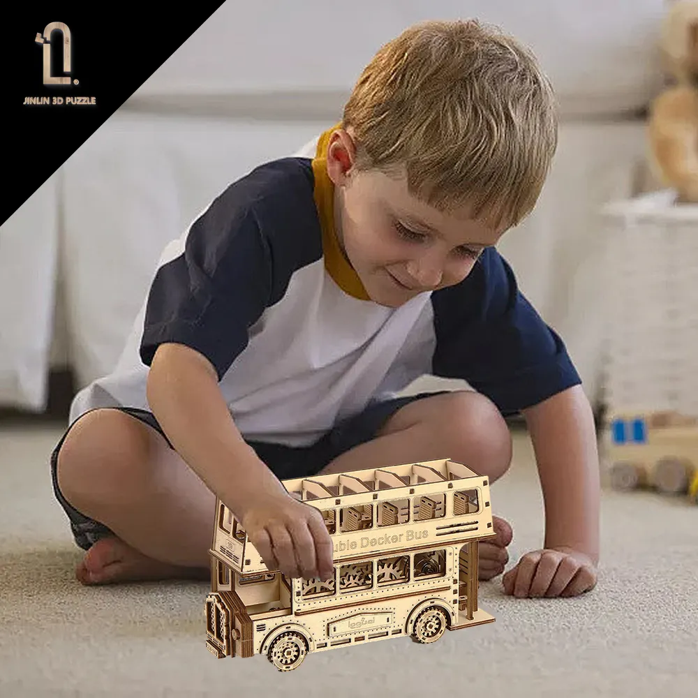 Aceitar personalização madeira diy 3d Wood Car Puzzle 3d Toy Factory DIY Artesanato para crianças