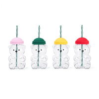 Gobelet en plastique transparent personnalisé de 20 oz en forme d'ours en peluche avec couvercle et paille, idéal pour les boissons chaudes ou froides