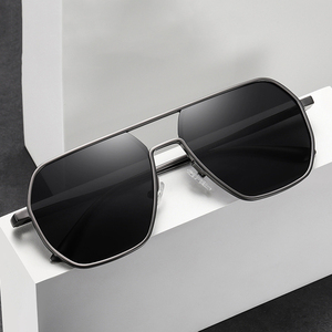 2025 Polarized Men Aluminum Sun Glasses Custom Logo Fashion Designer Shades Driving Night Vision Double Bridge Metal Sunglasses - Product Image 1