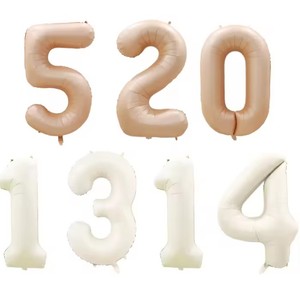 Globos de <span class=keywords><strong>Letras</strong></span> de <span class=keywords><strong>Feliz</strong></span> <span class=keywords><strong>Cumpleaños</strong></span> HLC de 40 Pulgadas, Color Crema Beige Boho Marrón, Globos con Número de Año para Decoración de Fiestas de Aniversario de Bodas - Product Image 4