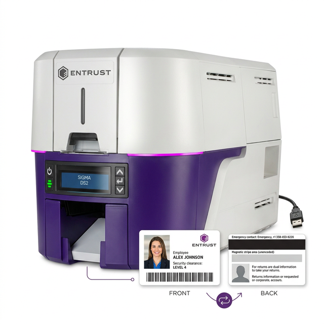 Entrust Sigma DS2 Dual-Sided ID Card Printer | 300dpi High Resolution | Secure Instant Issuance Smart ID Card Printing System