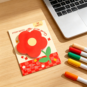 Bloc de Notas Adhesivas con Diseño de Flores Rojas, 30 Hojas, Autoadhesivas - Product Image 4