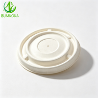 SUMKOKA Couvercle en fibre de bagasse 16oz, anti-fuite, sans PFAS, compostable, compatible avec les gobelets à soupe en canne à sucre de 16oz